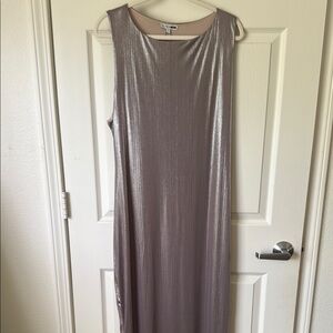 Fashion Nova Marilyn Metallic Maxi Dress in the color Mocha.